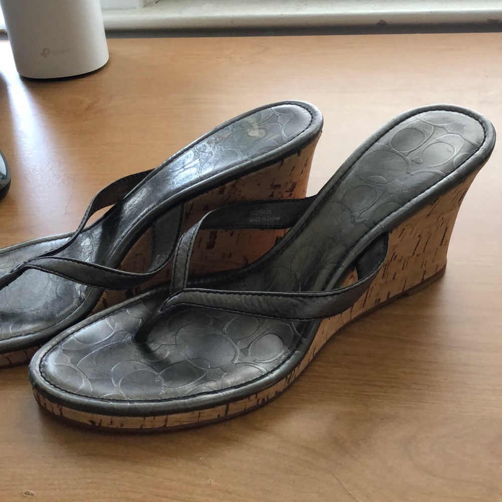 Coach wedge thong flip flop
